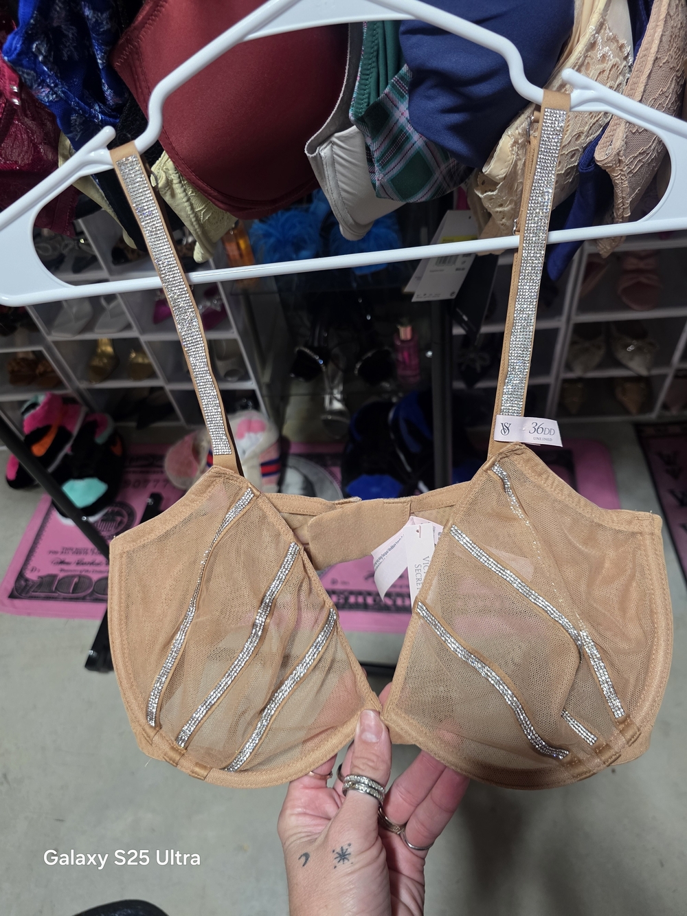 Victoria's Secret Nude Rhinestone-Embellished Sheer Bra